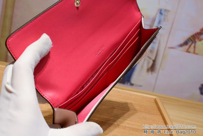 COACH蔻馳 53747# 女士信封錢包 簡單優雅 卡位/零錢位齊全 時尚按扣  Chz1388